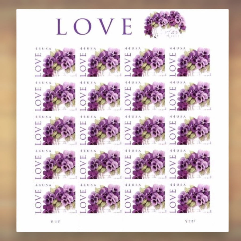 2010 Love Pansy Flowers 44¢ Postage Stamps Sheet First-Class