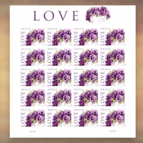 2010 Love Pansy Flowers 44¢ Postage Stamps Sheet First-Class