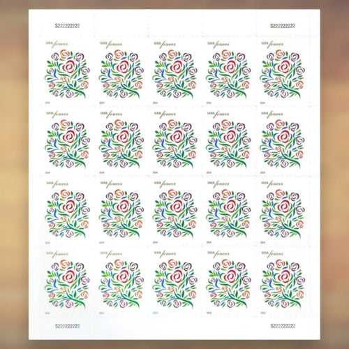 2014 Stylized Floral Design Forever Postage Stamps Sheet First-Class