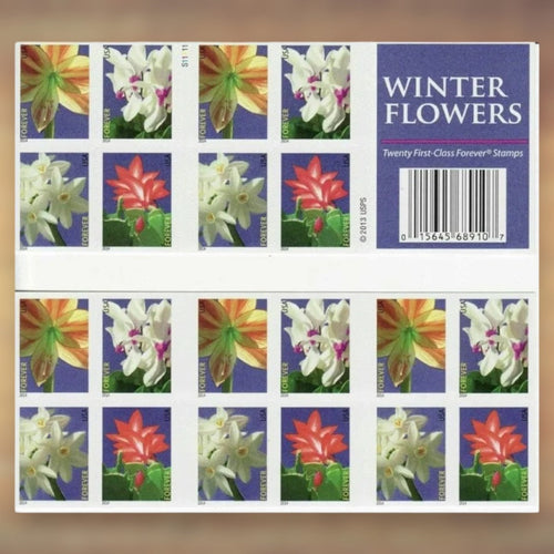 2014 Winter Flowers Forever Postage Stamps Booklet First-Class