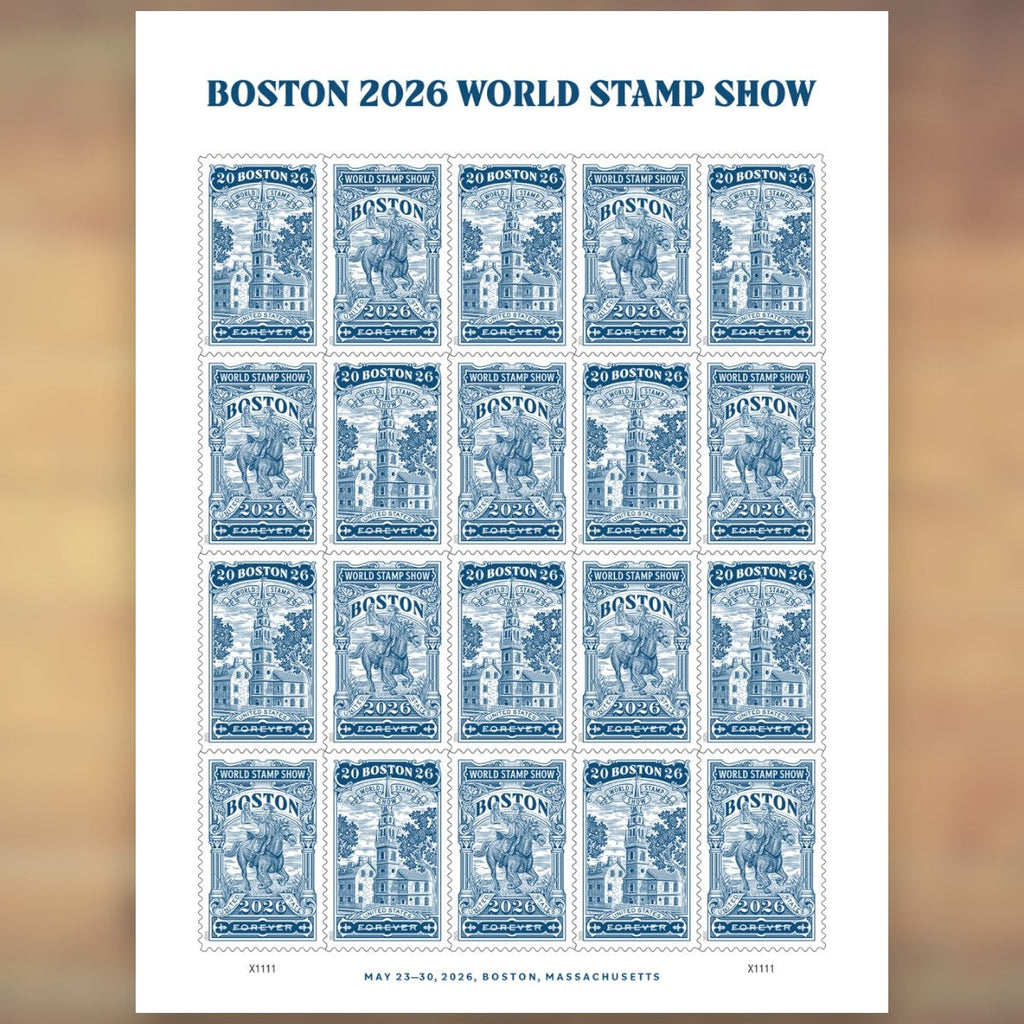2026 Boston World Stamp Show Forever Postage Stamps Sheet First-Class